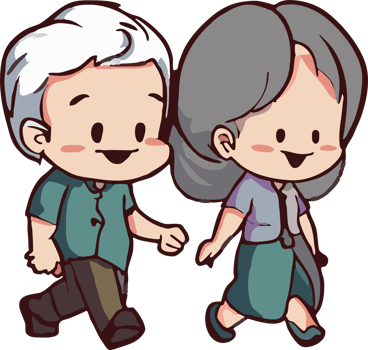Old people couple are walking together png graphic clipart design
