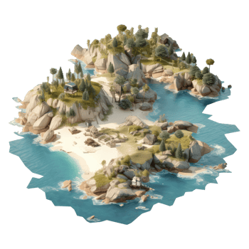 landscape consists of terraced plateaus with multicolored waterfalls and 3D floating islands . png