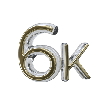 Number 6k 3D render transparent background png