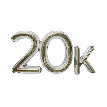 Number 20k 3D render transparent background png