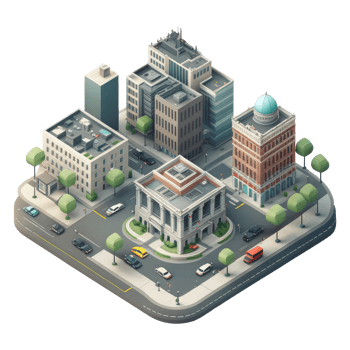 metropolis, many tall buildings, every building has a different height . png
