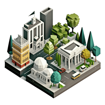 metropolis, many tall buildings, every building has a different height . png