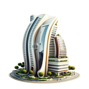 metropolis, many tall buildings, every building has a different height . png