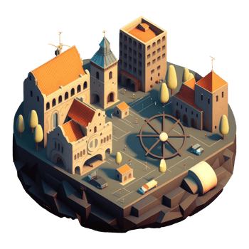 medieval city isometric png