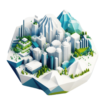 metropolis, many tall buildings, every building has a different height . png
