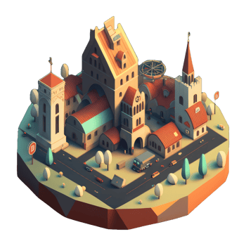 medieval city isometric png