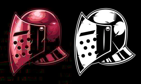 Set of Warrior Medieval knight Helmet vector