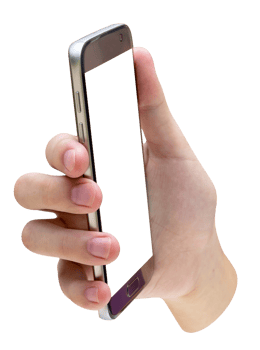 hand holding mobile smart phone  isolated png
