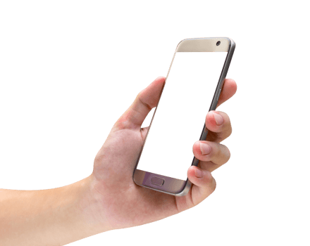 hand holding mobile smart phone  isolated png
