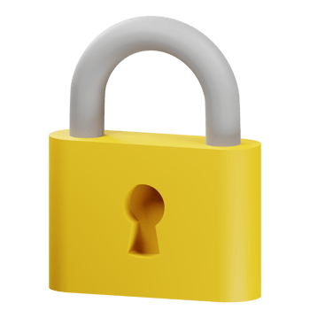 3D rendering Yellow locked padlock icon png