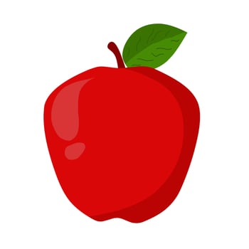 Red apple with green leaf, flat design vector icon. Healthy Fruit Symbol.