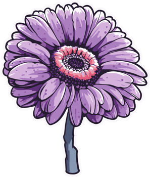 Purple daisy flower, botanical floral art. For sticker, shirt printing png