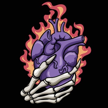 Skull Holding Heart vector