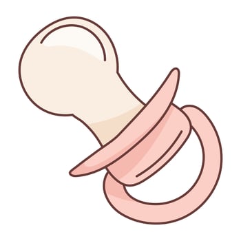 Simple vector cartoon icon. Cute isolated baby pacifier. Accessory for a newborn girl.