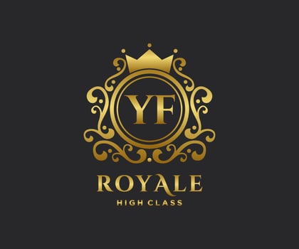 Golden Letter YF template logo Luxury gold letter with crown. Monogram alphabet . Beautiful royal initials letter. vector