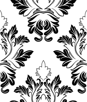 Vector silhouette of floral pattern on white background