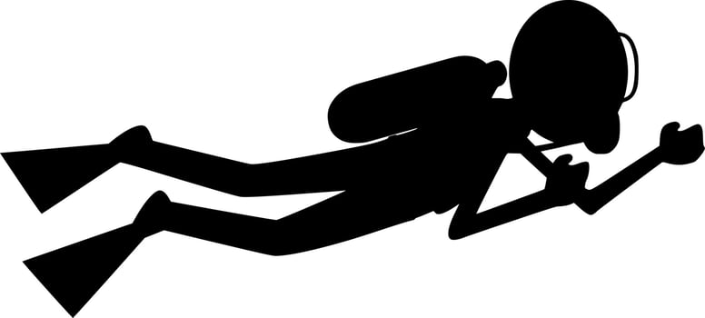 Vector silhouette of scuba on white background