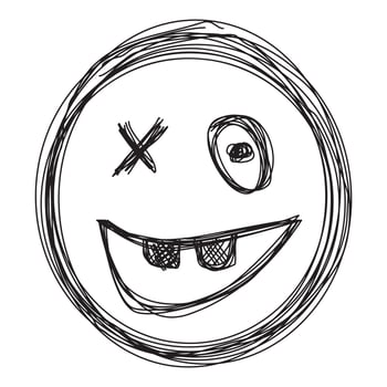 Smiling face emoticon scribble art vector