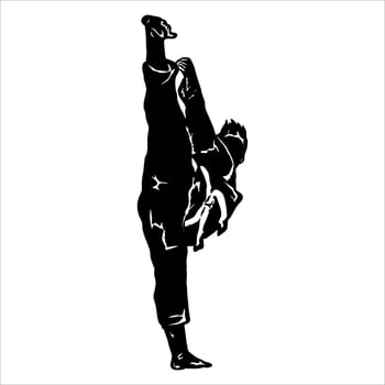Fast kick fighting technique silhouette vector illustration. Modern and simple logo for karate,judo and martial art icon.