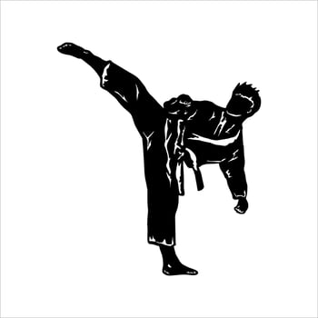 Fast kick fighting technique silhouette vector illustration. Modern and simple logo for karate,judo and martial art icon.