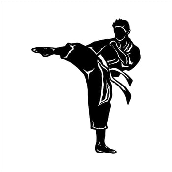 Fast kick fighting technique silhouette vector illustration. Modern and simple logo for karate,judo and martial art icon.