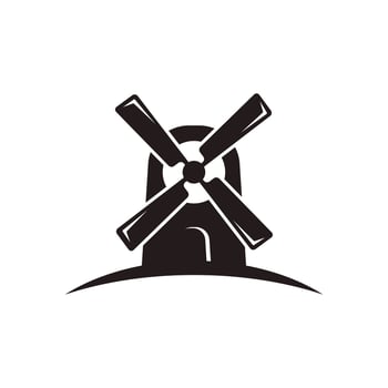 A windmill with a white background logo icon vector illustration