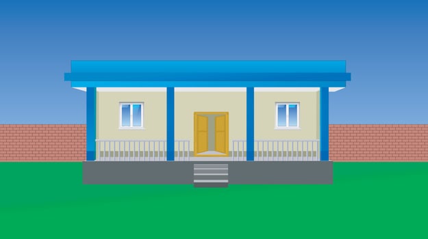 Indian Beautiful Building House With Green Grass Background vector