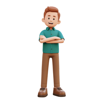 3d male character arm crossed png