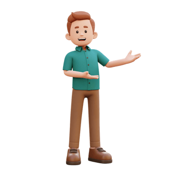 3d male character presenting to the left png