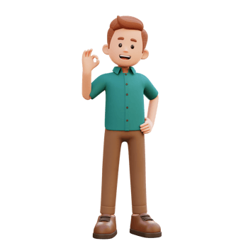 3d male character give ok sign png