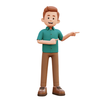 3d male character pointing left png