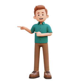 3d male character pointing right png