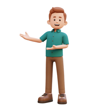 3d male character presenting to the right png