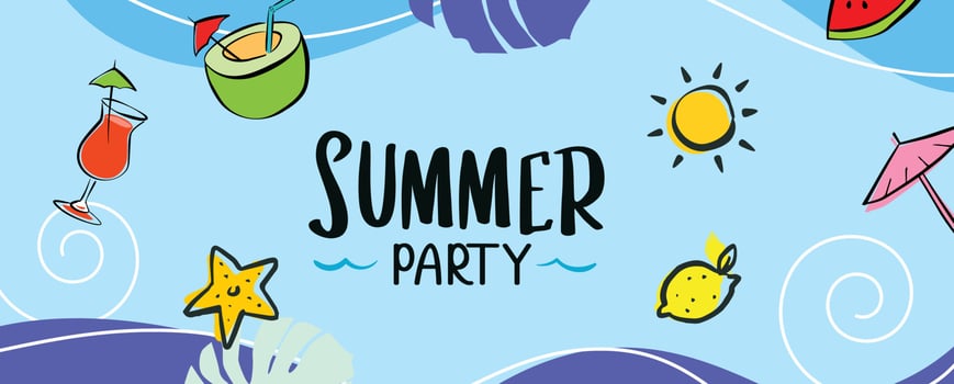 Summer party poster with summer tropical element background. vector