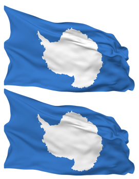 Antarctica Flag Waves Isolated in Plain and Bump Texture, with Transparent Background, 3D Rendering png