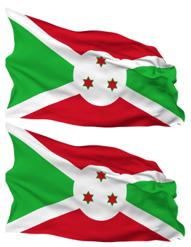 Burundi Flag Waves Isolated in Plain and Bump Texture, with Transparent Background, 3D Rendering png