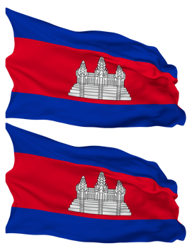 Cambodia Flag Waves Isolated in Plain and Bump Texture, with Transparent Background, 3D Rendering png