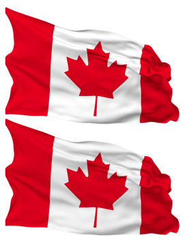 Canada Flag Waves Isolated in Plain and Bump Texture, with Transparent Background, 3D Rendering png