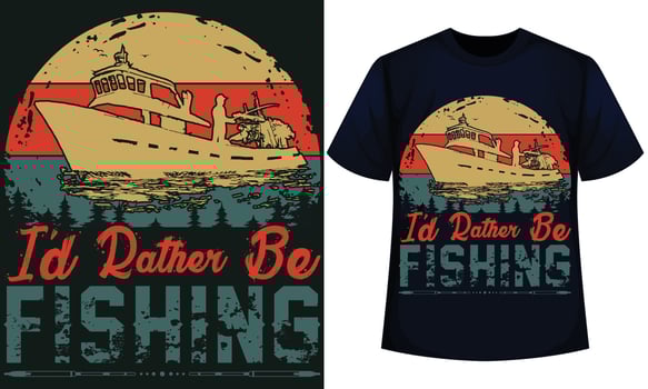 I D RATHER BE FISHING. fishing t-shirt design vector
