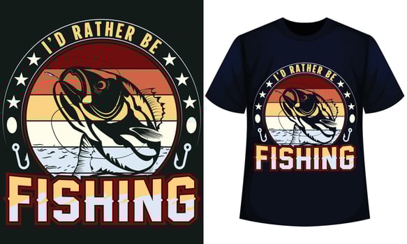 I D RATHER BE FISHING. fishing t-shirt design vector