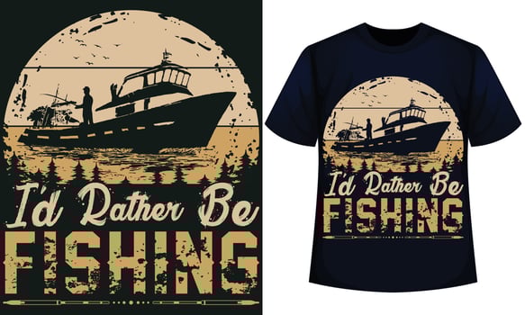 I D RATHER BE FISHING. fishing t-shirt design vector