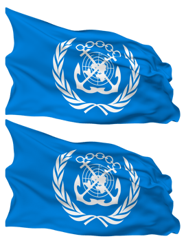 International Maritime Organization, IMO Flag Waves Isolated in Plain and Bump Texture, with Transparent Background, 3D Rendering png