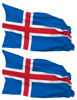 Iceland Flag Waves Isolated in Plain and Bump Texture, with Transparent Background, 3D Rendering png