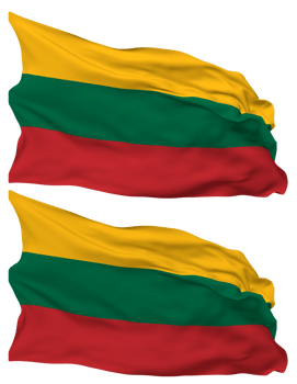 Lithuania Flag Waves Isolated in Plain and Bump Texture, with Transparent Background, 3D Rendering png