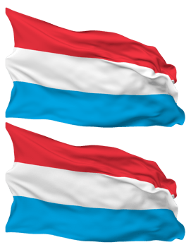 Luxembourg Flag Waves Isolated in Plain and Bump Texture, with Transparent Background, 3D Rendering png