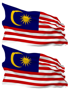 Malaysia Flag Waves Isolated in Plain and Bump Texture, with Transparent Background, 3D Rendering png