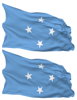 Federated States of Micronesia Flag Waves Isolated in Plain and Bump Texture, with Transparent Background, 3D Rendering png