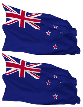 New Zealand Flag Waves Isolated in Plain and Bump Texture, with Transparent Background, 3D Rendering png