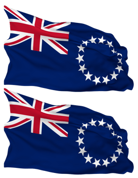 Cook Islands Flag Waves Isolated in Plain and Bump Texture, with Transparent Background, 3D Rendering png