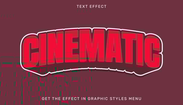 Editable cinematic text effect in 3d style vector